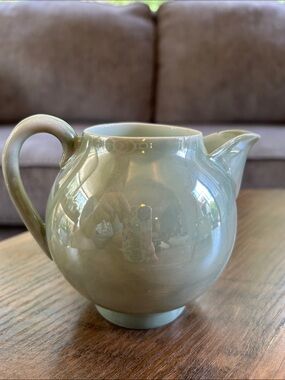 Vintage Nippon Ceramic Creamer Pitcher - Sage Green Gloss Finish